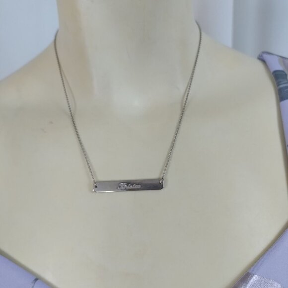925 STERLING SILVER Bar Necklace "KRISTEN" Altitude Coordinates Handmade Jewelry - Picture 4 of 8